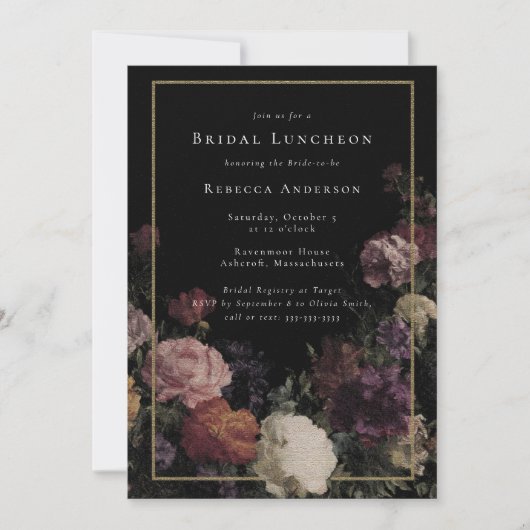 Romantisch Moody Zwart Gotische Bloemen Vrijgezell Kaart (Voorkant)