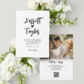 Romantisch Mooi Hart Script Foto QR Code Bruiloft Kaart