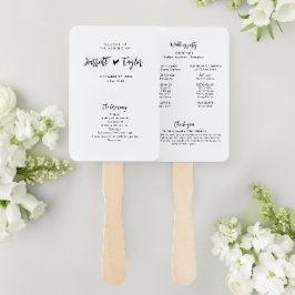 Romantisch Mooi Hart Script Huwelijksprogramma Handwaaier