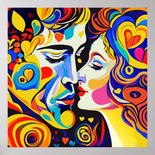 Romantisch mooi kussen paar in liefde poster (Voorkant)