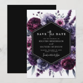 Romantisch mooie Paarse bloemen bruiloft Save The Date (Voorkant / Achterkant)