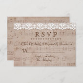 Romantisch Muziekblad & Kant Wedding RSVP (Voorkant / Achterkant)