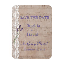 Romantisch muziekblad Lavendel SAVE THE DATE
