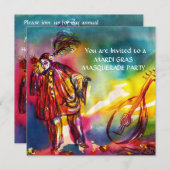 ROMANTISCH MUZIKAAL PIERROT EN ROZEN Mardi Gras Kaart (Voorkant / Achterkant)