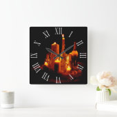romantisch mystische Kerzen Holz Wanduhr Vierkante Klok (Huis)