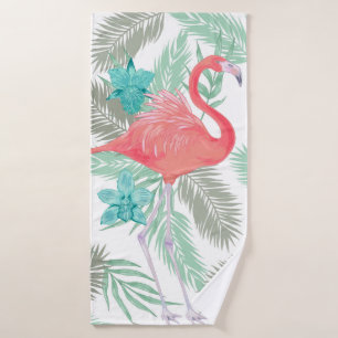 Romantisch naadloos patroon met flamingo-vogel en badhanddoek