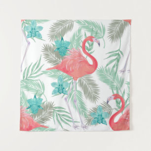 Romantisch naadloos patroon met flamingo-vogel en wandkleed