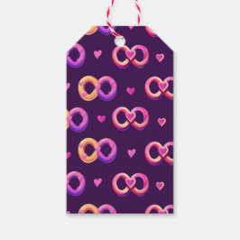 Romantisch naadloos patroon met harten en bruiloft cadeaulabel