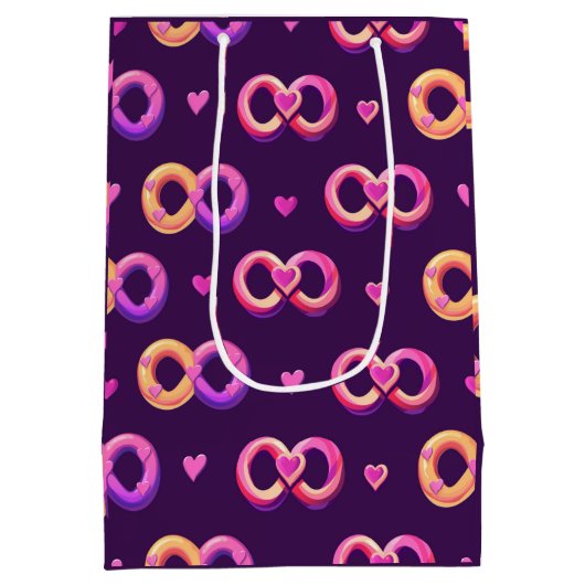 Romantisch naadloos patroon met harten en bruiloft medium cadeauzakje (Achterkant)