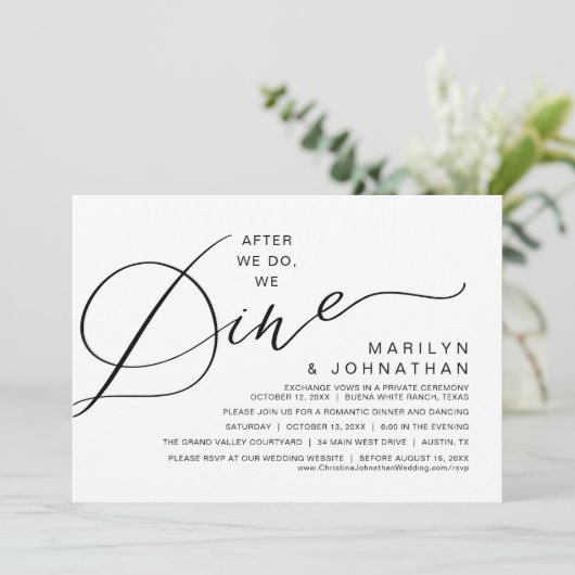 Romantisch nadat we dat hebben gedaan, we dineren, kaart (Staand voorkant)