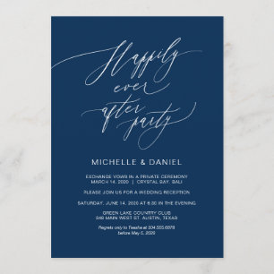 Romantisch Navy Blau Schrift, Trouw Elopement Kaart