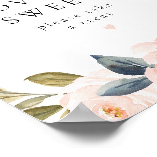 Romantisch Navy Blauw Bloemen Liefde is Zoet Desse Poster (Hoek)