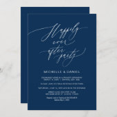 Romantisch Navy Blauw Schrift, Trouw Elopement Kaart (Voorkant / Achterkant)