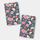 Romantisch Navy Blauwe Bloem Tuin Patroon Badge (Voor- en achterkant)