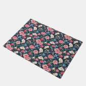 Romantisch Navy Blauwe Bloem Tuin Patroon Deurmat (Schuin)