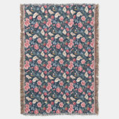Romantisch Navy Blauwe Bloemtuin Patroon Deken (Voorkant Verticaal)