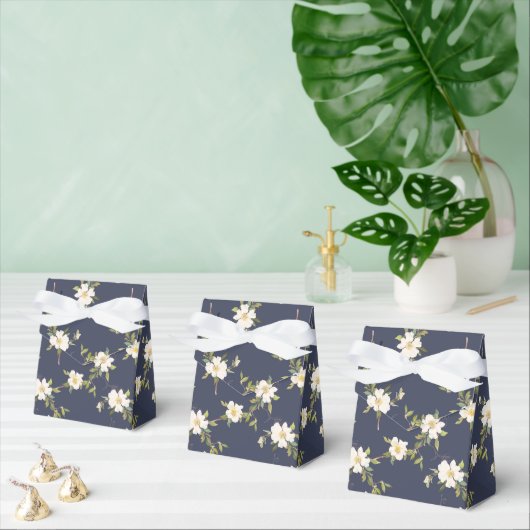 Romantisch Navy Blauwe Witte Bloemen  Bedankdoosjes (Meervoudige)