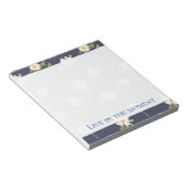 Romantisch Navy Blauwe Witte Bloemen Notitieblok (Schuin)