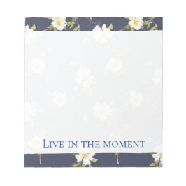 Romantisch Navy Blauwe Witte Bloemen Notitieblok