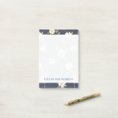 Romantisch Navy Blauwe Witte Bloemen  Post-it® Notes (Op bureau)