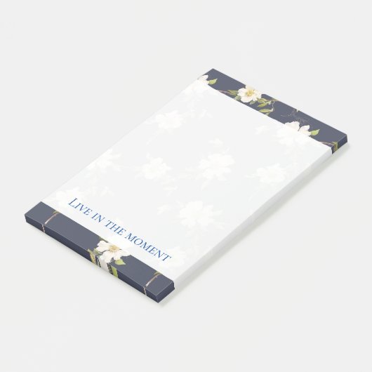 Romantisch Navy Blauwe Witte Bloemen Post-it® Notes (Schuin)