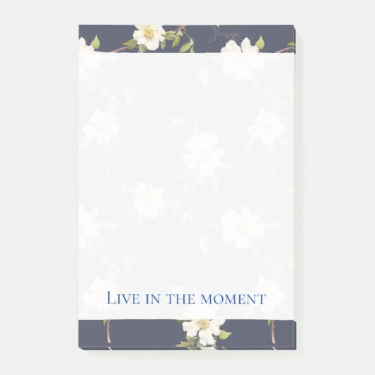 Romantisch Navy Blauwe Witte Bloemen  Post-it® Notes (Voorkant)