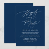 Romantisch Navy Blue Schrift, Trouw Elopement Kaart (Voorkant / Achterkant)