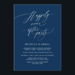 Romantisch Navy Blue Schrift, Trouw Elopement Kaart<br><div class="desc">Nodig uw gasten uit met deze Perfecte moderne romantische script Trouw elopement receptie/ feestviering Uitnodigingskaart (Kaart titel: Happily Ever after party),  in Navy Blue lettertype.. Voeg uw feestdetails toe in het bijpassende lettertype / letters.
#TeeshaDerrick</div>