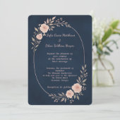 Romantisch Navy Blush Botanisch Lijst Kaart (Staand voorkant)