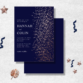 Romantisch Navy Rose Goud Stardust Folie Uitnodiging