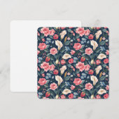 Romantisch Navyblauw Bloemmotief Feestdagenkaart (Voorkant / Achterkant)