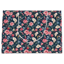 Romantisch Navyblauw Bloemmotief