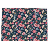 Romantisch Navyblauw Bloemmotief Groot Cadeauzakje (Achterkant)