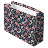 Romantisch Navyblauw Bloemmotief Groot Cadeauzakje (Achterkant Gekanteld)