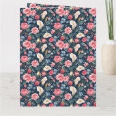 Romantisch Navyblauw Bloemmotief Kaart (Achterkant)