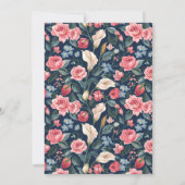 Romantisch Navyblauw Bloemmotief Kaart (Achterkant)