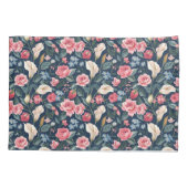 Romantisch Navyblauw Bloemmotief Kussensloop (Achterkant)