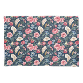 Romantisch Navyblauw Bloemmotief Kussensloop