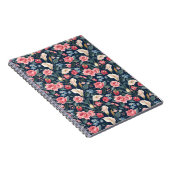 Romantisch Navyblauw Bloemmotief Notitieboek (Rechterzijde)