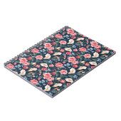Romantisch Navyblauw Bloemmotief Notitieboek (Linkerzijde)