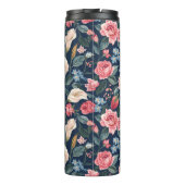Romantisch Navyblauw Bloemmotief Thermosbeker (Achterkant)