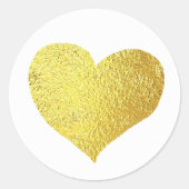 Romantisch nep gouden hart. liefde bruiloft ronde sticker (Voorkant)