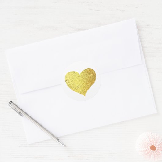 Romantisch nep gouden hart. liefde bruiloft ronde sticker (Envelop)