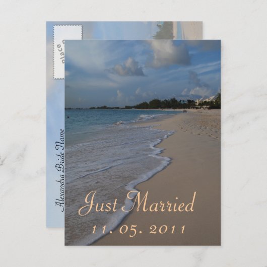 Romantisch net getrouwd trouwaankondiging aankondigingskaart (Voorkant / Achterkant)