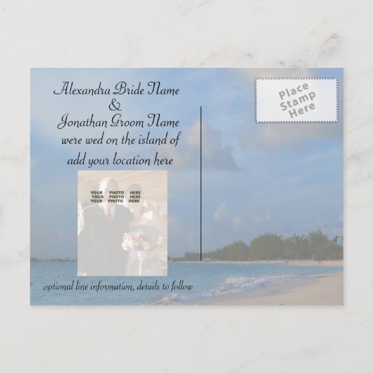 Romantisch net getrouwd trouwaankondiging aankondigingskaart (Achterkant)