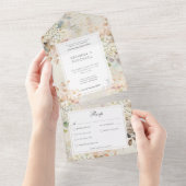 Romantisch Neutraal  Hortensia Diner All In One Uitnodiging (Afscheurbaar)