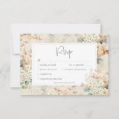 Romantisch Neutraal  Hortensia's Trouwdiner RSVP Kaartje (Voorkant)