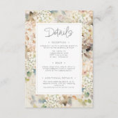 Romantisch Neutraal  Hydrangea Wedding Details Informatiekaartje (Voorkant)