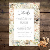 Romantisch Neutraal  Hydrangea Wedding Details Informatiekaartje