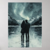 Romantisch noorderlicht - houtskoolkunst poster (Voorkant)